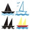 sailing boat, set of four object, symbols,