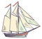 Sailing boat sketch. Marine travel ship icon