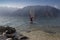 Sailing boat in the windy summerday on lake Garda