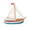 Sailing boat, yacht, seascape, resort, beach, rest, travel, vector, illustration, isolated