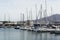 Sailing boats lie in the harbor Marina Rubicon on Lanzarote