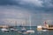 Sailing boats and lighthouse at Dun Laoghaire, Dublin, Ireland