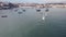 Sailing boats by professional athletes practicing drills at Cascais Bay, Portugal