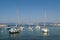 Sailing boats in yacht harbor.
