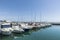 Sailing boats and yachts anchor in the harbor of Saintes Maries de la Mer