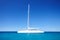 Sailing catamaran in the blue carribean sea