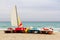 Sailing catamarans on the beach