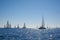 Sailing catamarans in a Regatta, Greece