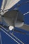 Sailing detail radar reflector ball against blue sky