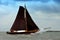 Sailing fishing boat in stormy weather,IJsselmeer,Holland