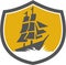 Sailing Galleon Tall Ship Crest Retro