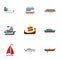 Sailing icons set, flat style