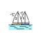 Sailing line icon. Isolated vector element.