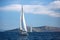 Sailing luxury cruise yacht boats at the Aegean Sea