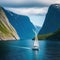 Sailing through the majestic fjords of in Scandinavian inspired