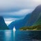 Sailing through the majestic fjords of in Scandinavian inspired