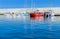 Sailing, motor boats moored seawall. Blanes, Spain