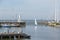 Sailing out of the old harbour of Hindeloopen, The Netherlands