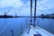 Sailing on a sailboat to Angel island in san francisco bay