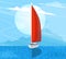 Sailing ship banner in cartoon style