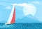 Sailing ship banner in cartoon style