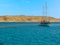 A sailing ship basks in the crystal clear waters around Tiran island in the Red Sea near Sharm El Sheik, Egypt