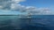 Sailing ship in bright blue sea,near Bahamas,Bahamas,13th of December 2016.