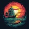 Sailing Ship Clip Art or T-Shirt Design