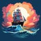 Sailing ship Clip Art or T-Shirt Design illustration