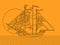 Sailing ship color drawing vector illustration