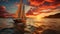 Sailing ship glides on tranquil waves, capturing nature beauty generated by AI