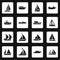 Sailing ship icons set, simple style