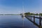 Sailing ship at a jetty in National Park Weerribben-Wieden