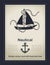 Sailing ship nautical cards old paper template with boat anchor and rope