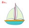 Sailing ship or sailboat. Water transport. Marine and yachting themes