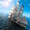 Sailing ship at sea