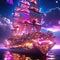 Sailing ship under the night sky.