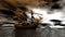 Sailing ship in the vast ocean in a sunset scene 3d rendering