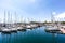 Sailing ships in Port Vell, La Barceloneta, Barcelona, Catalonia, Spain