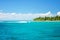 Sailing speedboat in the blue carribean sea near Saona island