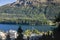 Sailing on St Moritz lake, view above Engadine, Graubunden, Switzerland