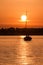 Sailing into the sunset Chiemsee Bavaria Germany