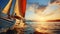 Sailing into the Sunset - Yacht Adventure on the Horizon. Sailboat. Travel Concept. Generative AI