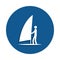 sailing surfing icon in badge style. One of sport collection icon can be used for UI, UX