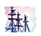 Sailing tall ship - vector watercolor painting