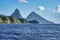 Sailing to the Pitons in the Caribbean Sea at Soufriere, St. Lucia, Lesser Antilles
