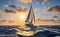 Sailing to the sunrise during a regatta in Atlantic Ocean