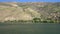 Sailing towards the terraced vineyard on the banks of the Douro river in Portugal