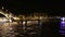 Sailing under the bridge across the Danube. Budapest. Hungary.