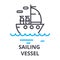 Sailing vessel thin line icon, sign, symbol, illustation, linear concept, vector